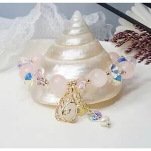 Pink Swarovski Beaded Charm Bracelet